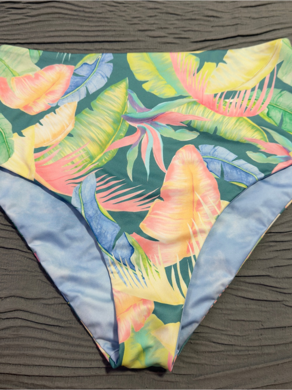 Billabong Reversible Multicolor Tropical Leaf Bikini Bottoms